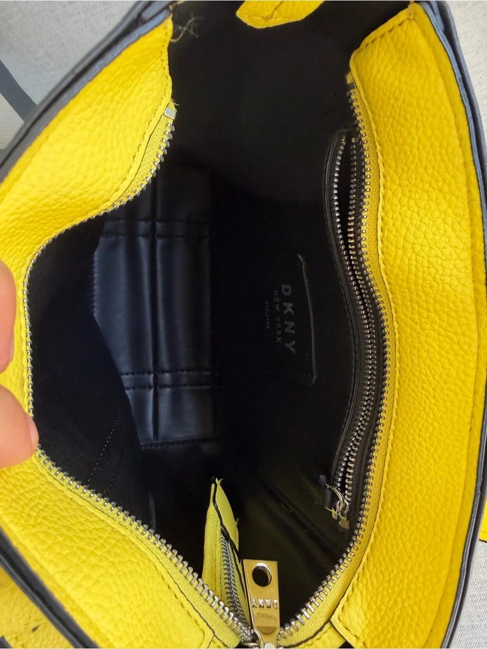 DKNY Small Yellow Pebbled Leather Tote with Removable Strap. Good condition - Picture 5 of 16